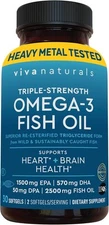 Viva Naturals Omega 3 Fish Oil Supplement for Women and Men - 2500 mg Triple Oil
