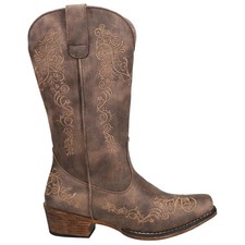 Roper Riley Scroll Embroidered Snip Toe Cowboy  Womens Brown Casual Boots 09-021