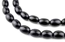 Black Oval Natural Wood Beads 15x10mm Large Hole 16 Inch Strand