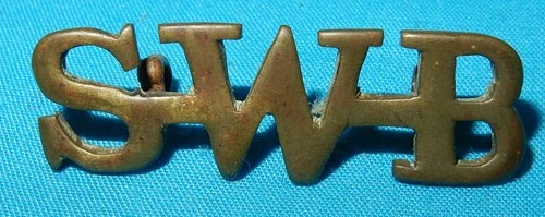 WW1 ERA SWB SOUTH WALES BORDERERS REGIMENT SHOULDER TITLE BADGE GENUINE