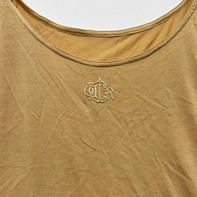USED CHRISTIAN DIOR SLEEVELESS SILK TANK TOP, BEIGE, SIZE M GOOD