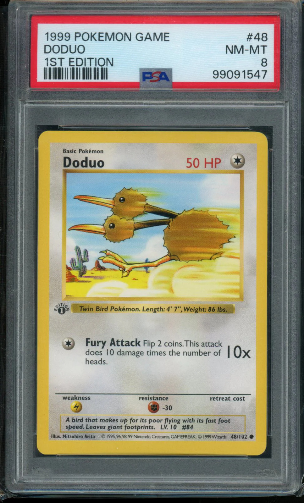 1999 Pokemon 1st Edition Doduo 48/102 PSA 8
