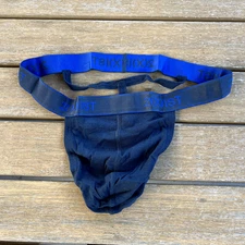 2(X)ist 2xist men navy blue cotton Y-Back Thong G-string underwear size XL