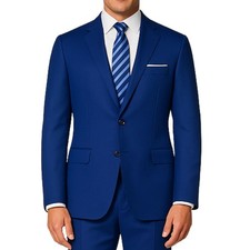 VINCI Men's Twilight Blue 2 Button Regular Fit Suit w/ Flex Waistband - NEW