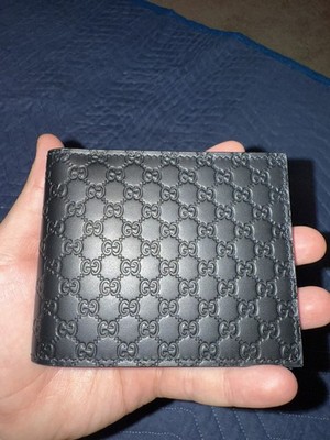 NEW GUCCI GG Black Microguccissima Embossed Leather Bifold Wallet 260987 Unisex