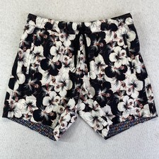 Robert Graham Swim Shorts Mens Large Hibiscus Floral Drawstring Lined