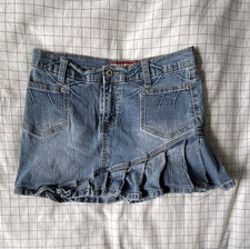 Vintage Vanilla Star Denim Mini Skirt Asymmetrical Ruffle