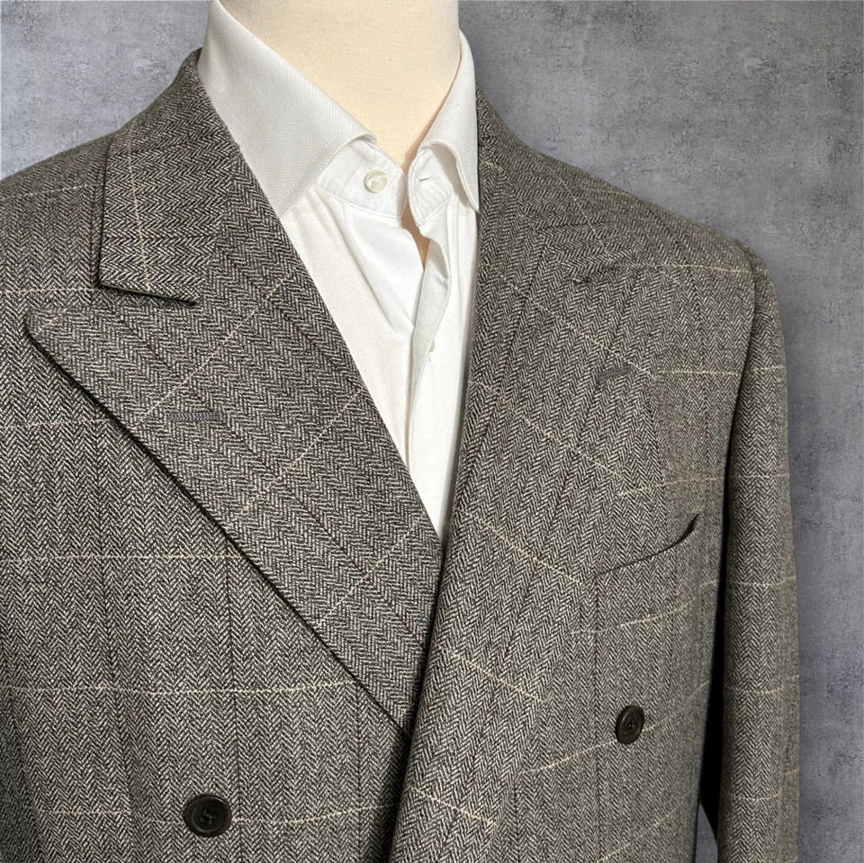 Abrigo Blazer Chaqueta Abrigo Deportivo Doble Pecho 44L Ventana SOUTHWICK Vintage Para Hombre Foto 3 de 4