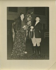 Rosa Ponselle opera singer w woman jockey w horse trophey candid antique photo