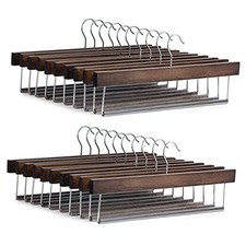 High-Grade Wooden Slack/Trouser Pants Hangers with Non Slip Bar 10 Vintage