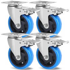 Set mit 4 Lenkrollen 100mm, Bremse, Tragkraft 600 kg, Leise f&uuml;r M&ouml;beltransport