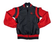 Vtg Adidas Jacket Boys L Black Red Hooded Track Taiwan Trefoil Logo Colorblock