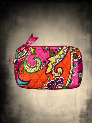 Vera Bradley Small Makeup Bag Floral Pink Swirls  Cotton Retired Design