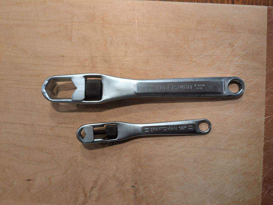 Vintage USA-made Craftsman adjustable pocket socket wrenches — compact, ingenious tool design from an era before planned obsolescence.