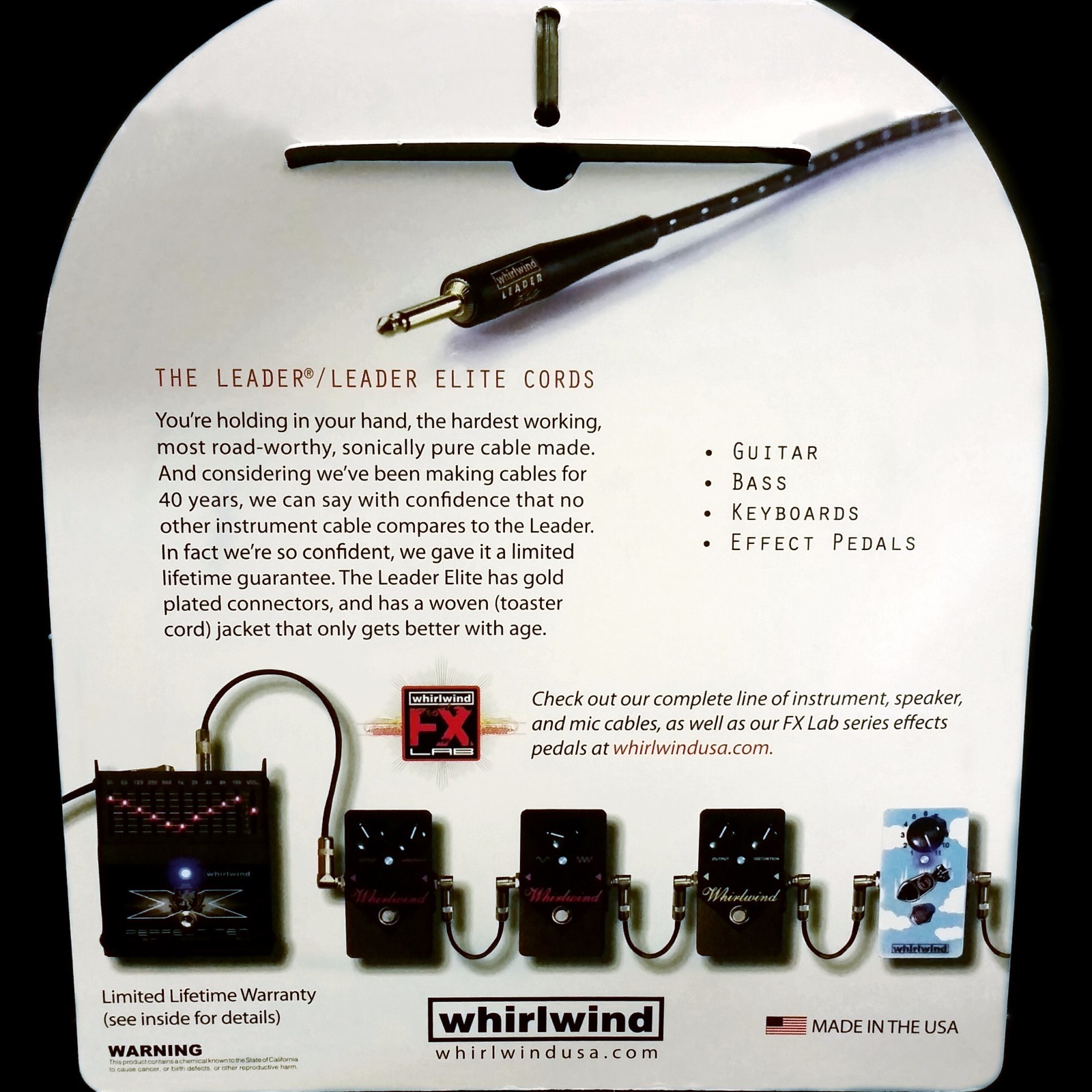 Whirlwind Leader L25 25ft Electric Guitar Cable Lifetime Warranty Made in USA eBay