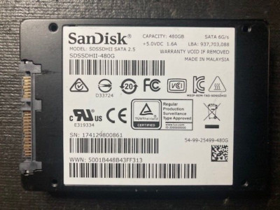 SanDisk Ultra II 480GB 2.5'' 7 SATA SSD Excellent Health SDSSDHII-480G