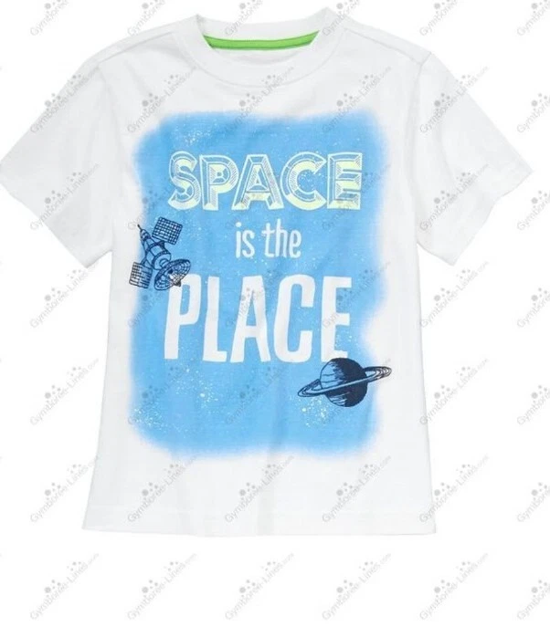 Gymboree Boys 7 "Stripes and Space" Spaceship Glow Tee Blue Denim Shorts Set NWT - Image 3 of 4