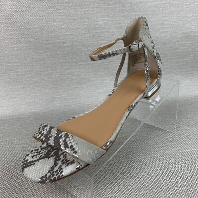 Banana Republic Flat Sandals Snake Leather Print Round Toe Buckle Strap  Size
