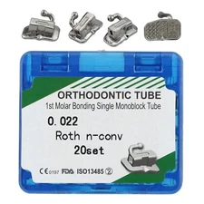 80PCS Dental Orthodontic Molar Tubes Monoblock Buccal Tube Roth 022 1st Bondable