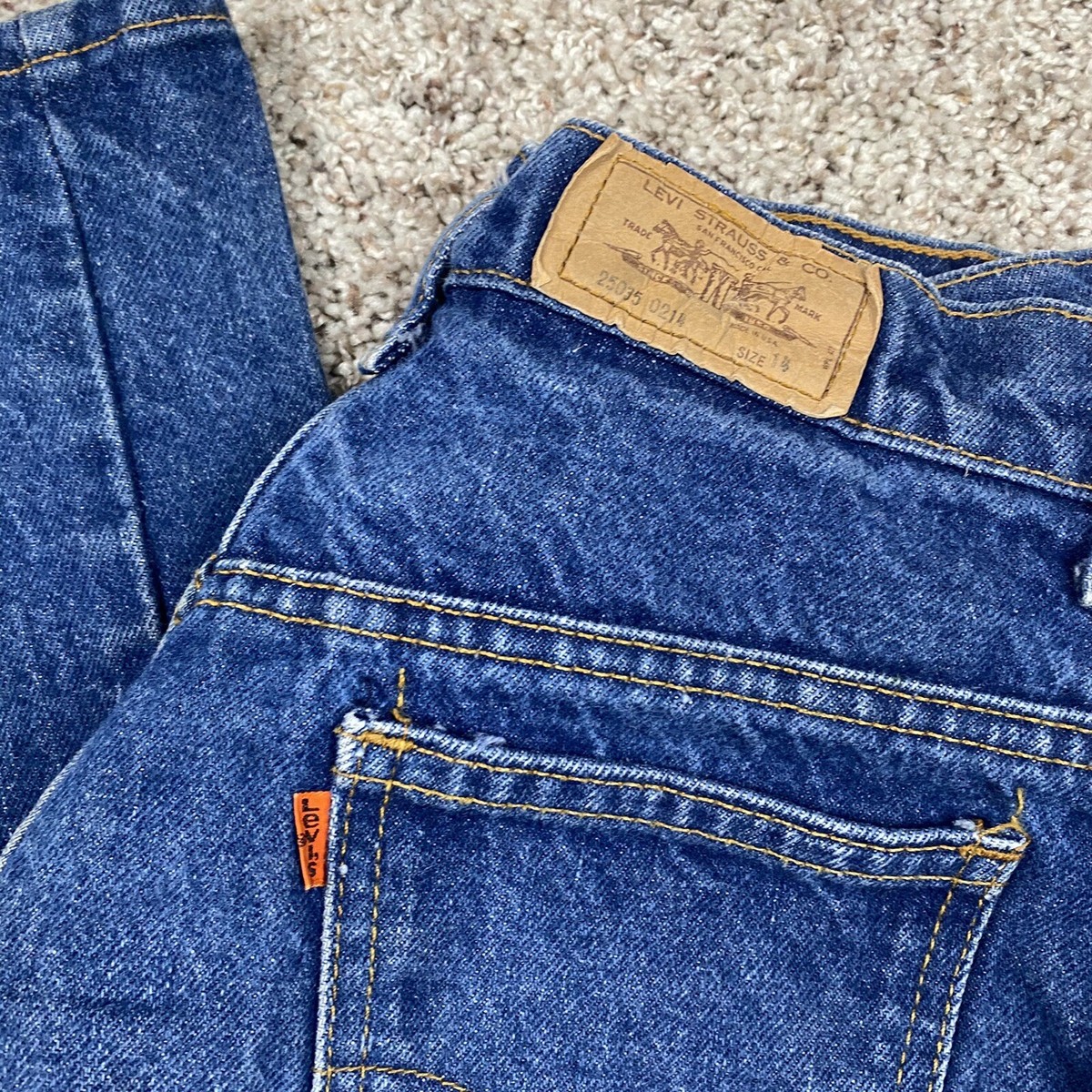 Vintage 70s Levi's Orange Tab Blue Jeans Denim Size 14 Made in USA