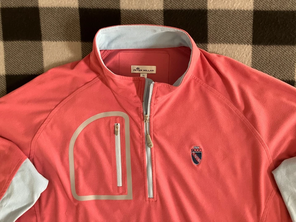 Pullover Peter Millar Para Hombres XL Crown Surge Escudo Suave Golf Vellón St Clair CC Foto 3 de 4