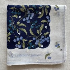 Vintage Handkerchief Cotton Pattern Berry Purple Branches  Flower Art Hanky 16"