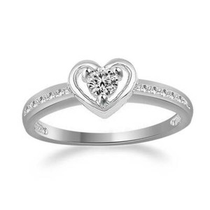 Authentic 0.5 Round 18K White Gold Plated Heart Promise Ring