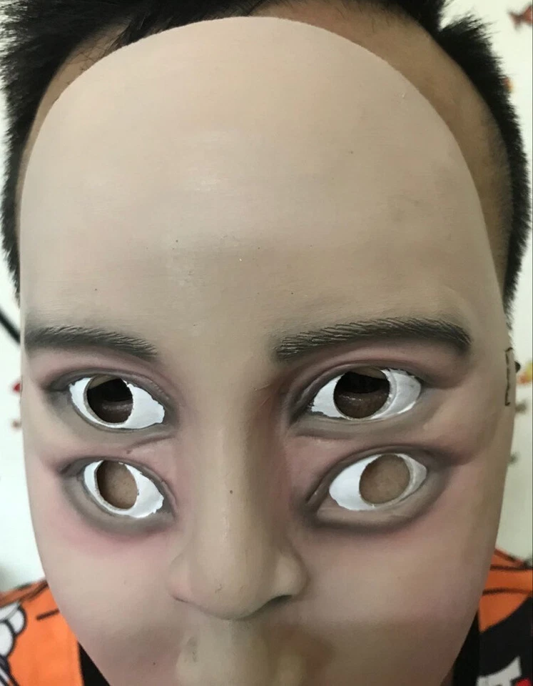 Hot Selling Unisex Personality Halloween Horror Latex Mask Terrifying 4-Eye Mask - Image 2 of 4