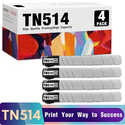 TN-514 Black Toner Cartridge Replacement for Konica C554 C308 C258 (4 Pack)