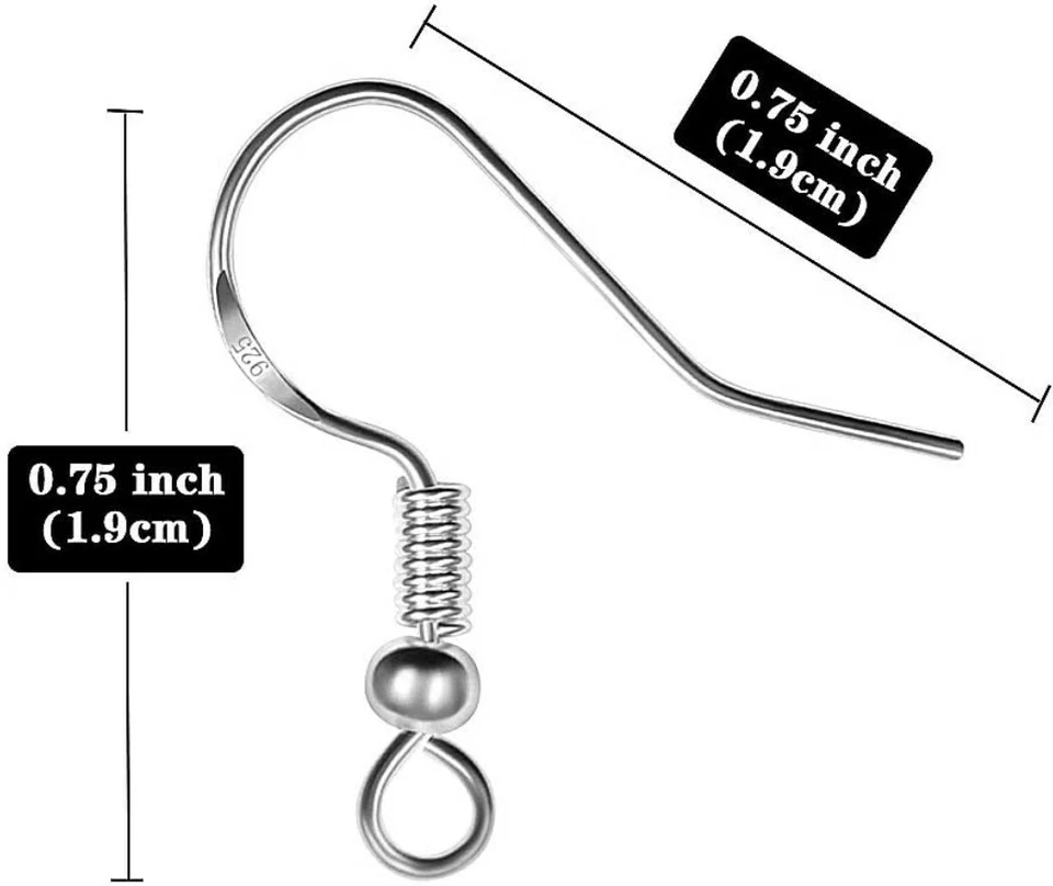 Ganchos para pendientes de plata de ley 925 para hacer joyas kit de suministros 120 piezas y 60 pares Foto 3 de 4