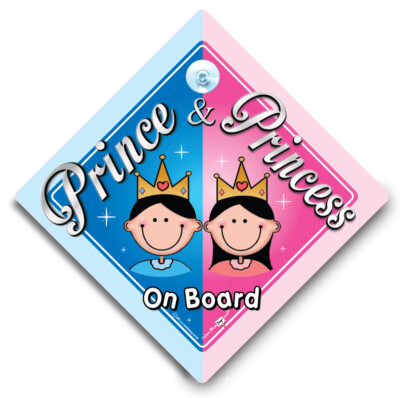 Prinz und Prinzessin an Bord Autoschild Saugnapf Autoschild Baby Bordschild