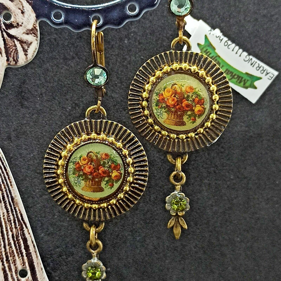 Pendientes Michal Negrin Largo Flujo Camafeo Aro Redondo y Cristal de Swarovski Regalo Nuevos  Foto 3 de 4