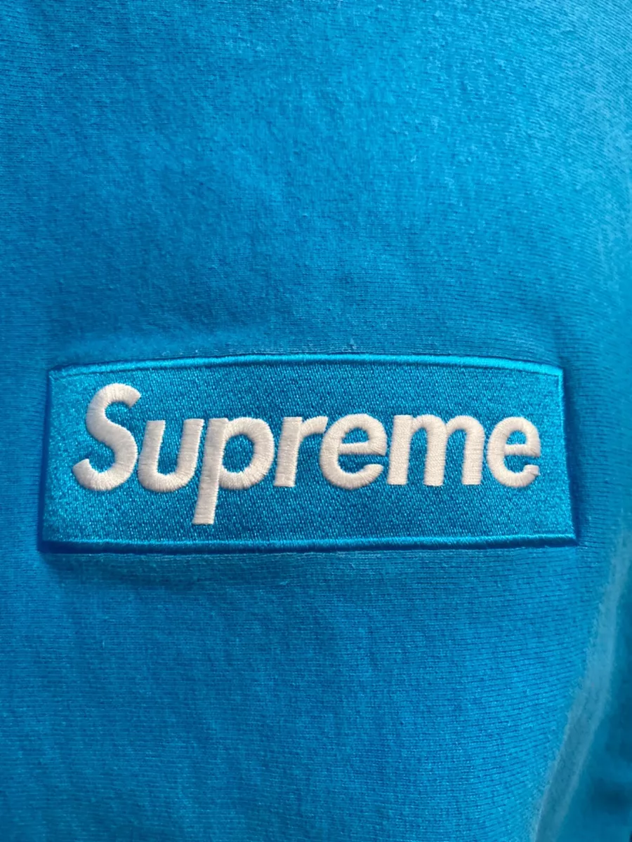 blue supreme hoodie box logo