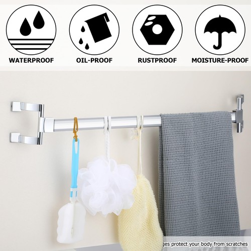 Set 2 Pezzi Staffe Porta Asciugamani Cromate Maniglie Porta Doccia 2" Fori Vite Bagno... - Foto 5 di 6