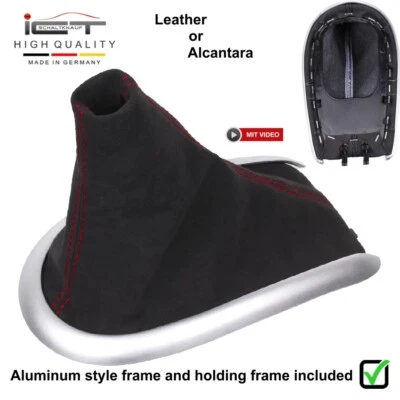 ICT SCHALTKNAUF® ICT Soufflet de vitesse cuir Alcantara® pour Porsche Boxster 986, 911 996 rouge