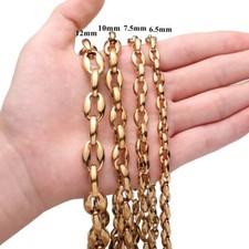 7-40" Hot Men Women Stainless Steel Coffee Beads Chain Necklace 6.5/7.5/10/12mm
