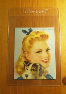 1950 'S HAPPY MOMENT PIN UP PAPER LITHO - VINTAGE WITH HOLDER  EXHIBIT GIRLY DOG