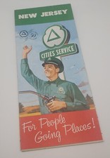 Vintage 1960's Cities Service New Jersey Gas Station Fold Out Road Map