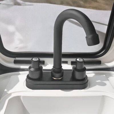 QX 2-Handle Centerset Bathroom Sink Faucet - Black Finish, Durable Construction
