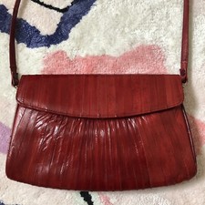 Red genuine eel skin shoulder bag purse