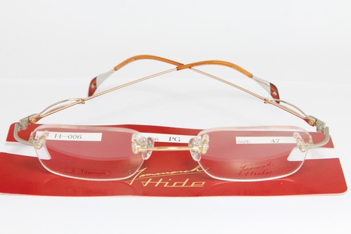 YAMANOUCHI HIDE H-006 PG Vintage Eyeglasses Rimless Lightweight TITANIUM Rare - Picture 6 of 12