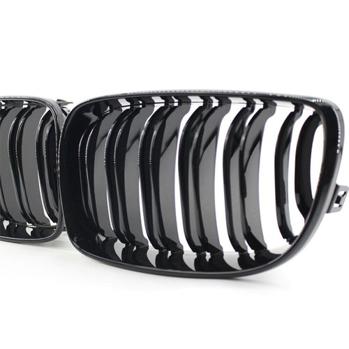 2X Front Kidney Grille Grill For BMW 1 Series E81 E82 E87 E88 07-13 Gloss Black - Picture 5 of 10
