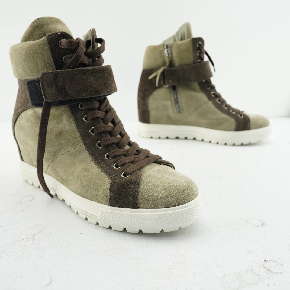 RARO Miu Miu Marrón Gamuza Zapatillas Altas Excelente 38.5 Raro 8.5 BOTA ZAPATO Foto 4 de 4