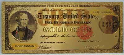 24K Gold-Plated Foil Note Currency Bill  Paper Money Novelty Famous Cash