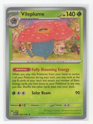 Pokemon 151 NON Holo Rare Vileplume - 045/165 - DECK EXCLUSIVE
