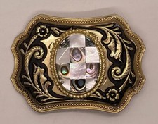 VTG Belt Buckle Jeweled Checkered Pattern Western Cowgirl Farm Ranch Rodeo