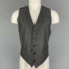 DOLCE & GABBANA Size 38 Dark Gray Black Wool Silk Vest