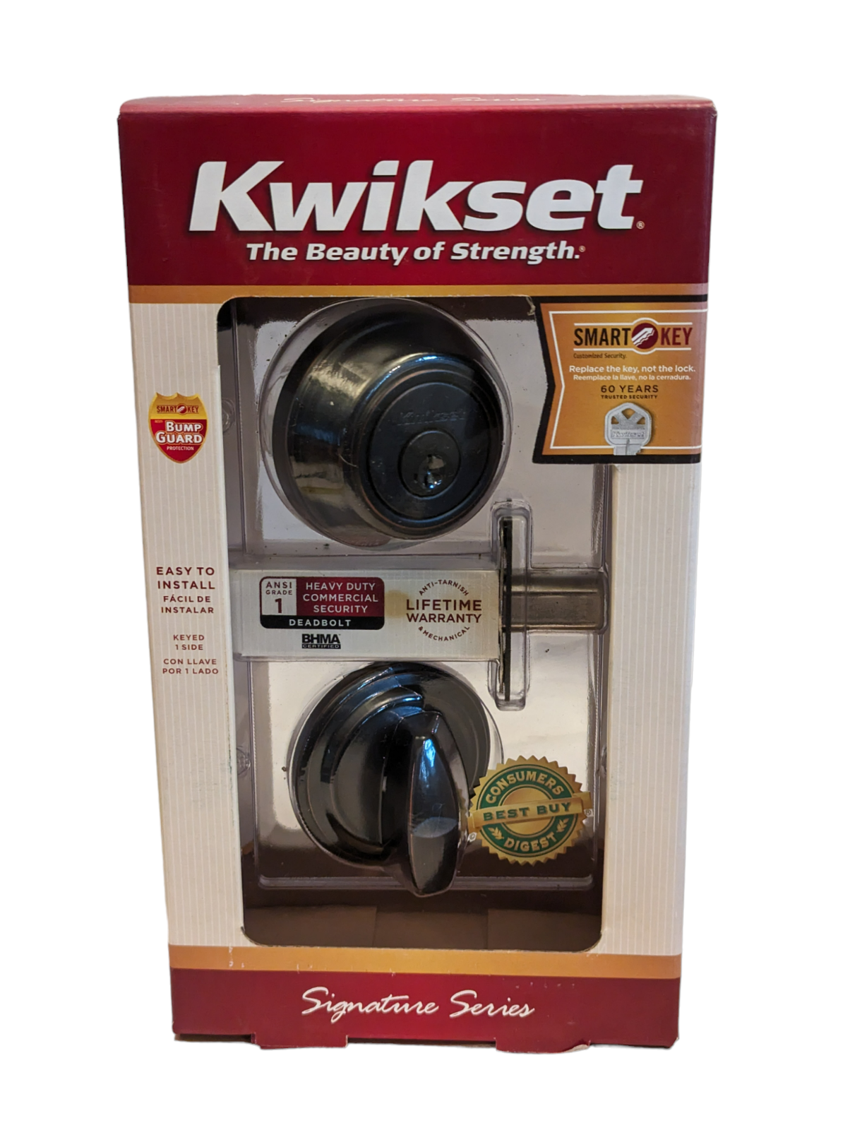 Kwikset Single Cylinder Deadbolt Bronze 99800089 Drill Resist
