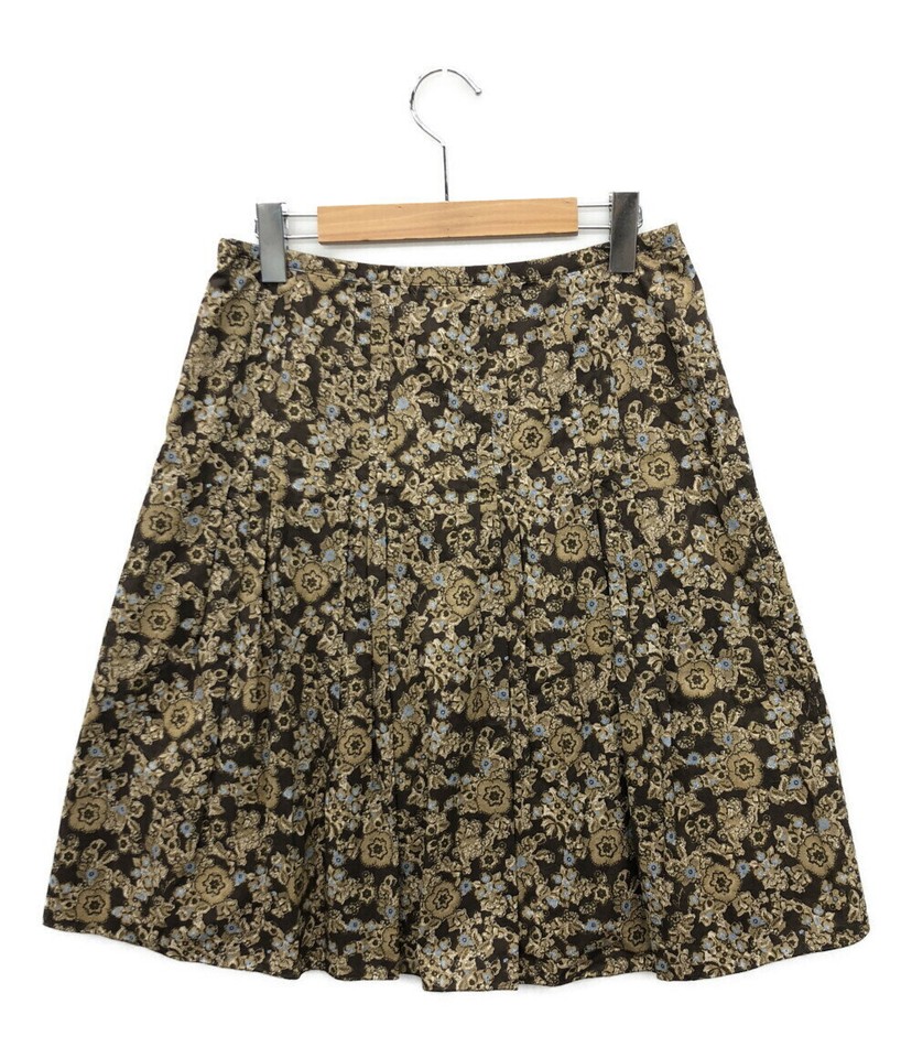 Burberry London Brown Floral Knee Length Skirt Size 28.3 inch Authentic
