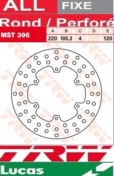 Disque de frein arrière TRW MST396 anti-vibration pour réparer Piaggio GTV 125 M31